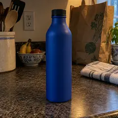 matte cobalt-blue aluminum water bottle, as photographed
