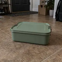 sage rectangular metal lunchbox, as photographed