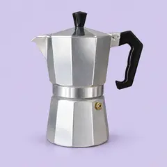 silver octagonal stovetop espresso maker, as a cover photo