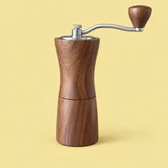 walnut manual coffee grinder, as a cover photo