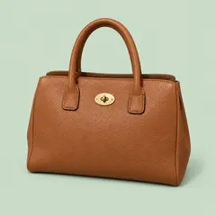 caramel pebbled leather structured handbag, as a cover photo