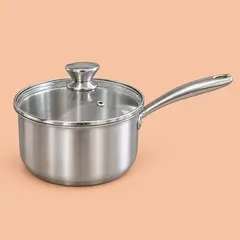 brushed steel saucepan, as a cover photo