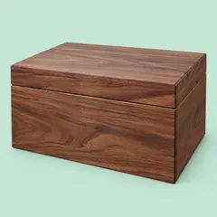 rectangular walnut storage box, as a cover photo