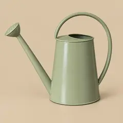 sage metal watering can, as a cover photo