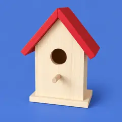 small pale wood birdhouse, as a cover photo