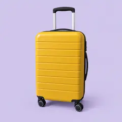 mustard hard-shell carry-on suitcase, as a cover photo