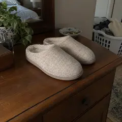 oatmeal felt house slippers, as photographed