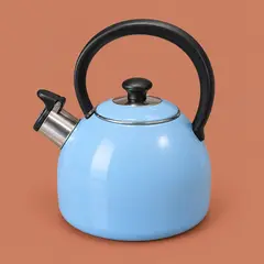 powder-blue enamel stovetop kettle, as a cover photo