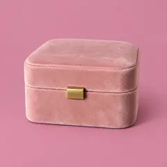 blush velvet small jewelry box closed, as a cover photo