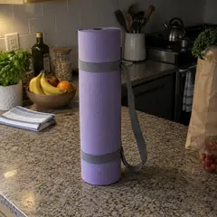 rolled lavender yoga mat, as photographed