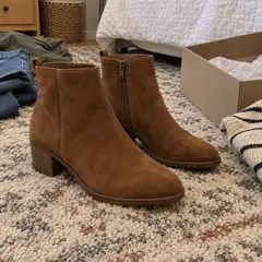 chestnut suede ankle boots, as photographed