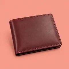 burgundy leather bifold wallet, as a cover photo