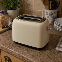 cream retro two-slot toaster, as photographed