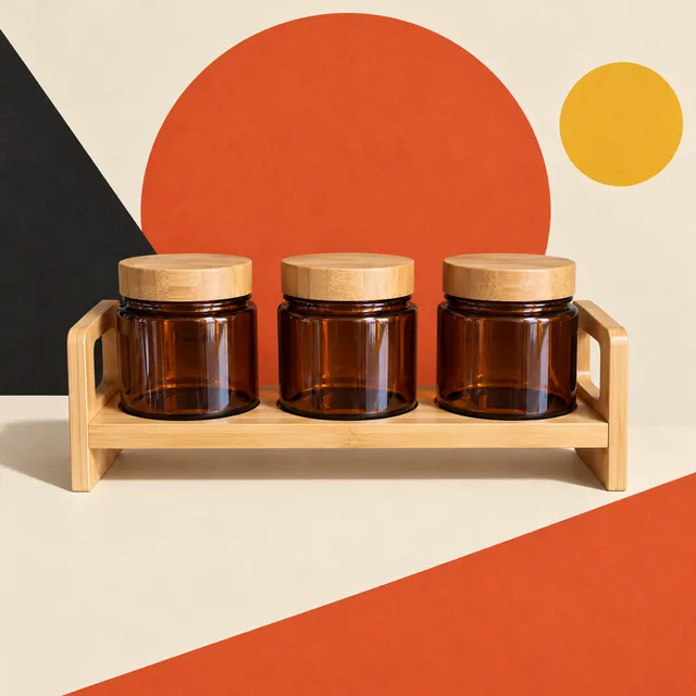 Spice rack in a scene made from “Bauhaus poster, red sun and black triangle”