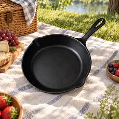 black cast-iron skillet, moved into a new room