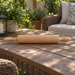 smooth beechwood rolling pin, moved into a new room