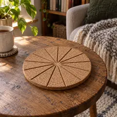 round cork trivet, moved into a new room