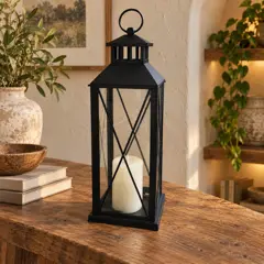 black metal lantern, moved into a new room
