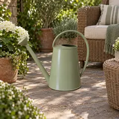 sage metal watering can, moved into a new room
