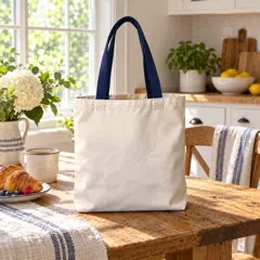 cream canvas tote bag, moved into a new room
