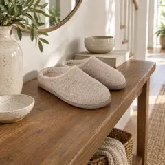 oatmeal felt house slippers, moved into a new room