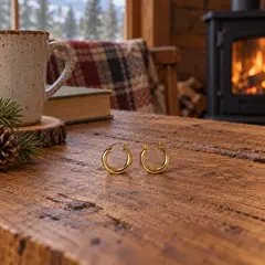small gold hoop earrings, moved into a new room