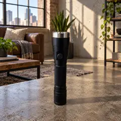 black cylindrical flashlight, moved into a new room