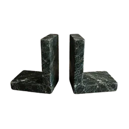green marble L-shaped bookends, background removed by Letti
