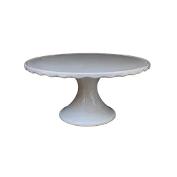 white ceramic pedestal cake stand, background removed by Letti