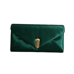 emerald satin envelope clutch, background removed by Letti