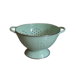 mint enamel colander, background removed by Letti