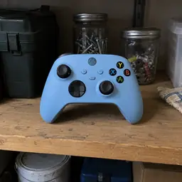 pale-blue game controller, as photographed