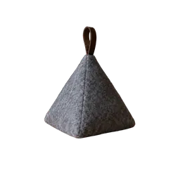 gray felt pyramid doorstop, background removed by Letti