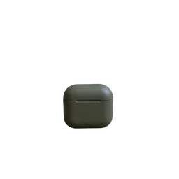 matte olive wireless earbud charging case closed, background removed by Letti