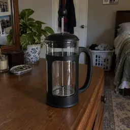 glass French press, as photographed