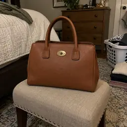 caramel pebbled leather structured handbag, as photographed