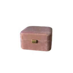 blush velvet small jewelry box closed, background removed by Letti