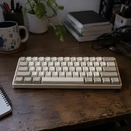 compact cream mechanical keyboard, as photographed
