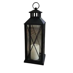 black metal lantern, background removed by Letti