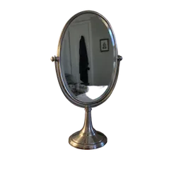oval silver tabletop mirror, background removed by Letti