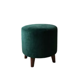 small emerald velvet round ottoman, background removed by Letti