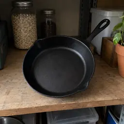 black cast-iron skillet, as photographed