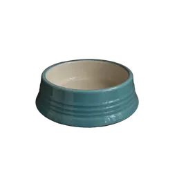 teal ceramic pet food bowl, background removed by Letti