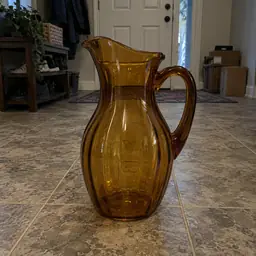 amber glass water pitcher, as photographed