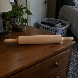 smooth beechwood rolling pin, as photographed