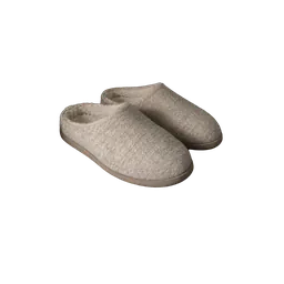 oatmeal felt house slippers, background removed by Letti