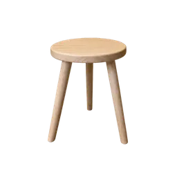 round pale wood stool, background removed by Letti
