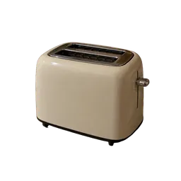 cream retro two-slot toaster, background removed by Letti