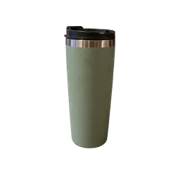 sage-green tapered stainless travel tumbler, background removed by Letti