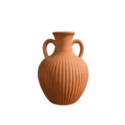 terracotta ribbed bulbous vase, background removed by Letti